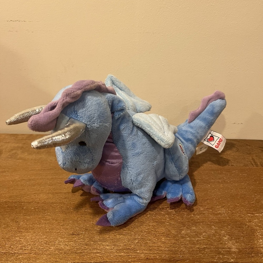 Ganz Webkinz Twilight Dragon HM489 Plush Blue Retired No Code Loose Neck READ